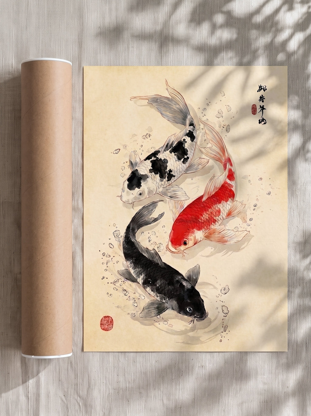 Koi Fish — Japanese Ukiyo-e Style
