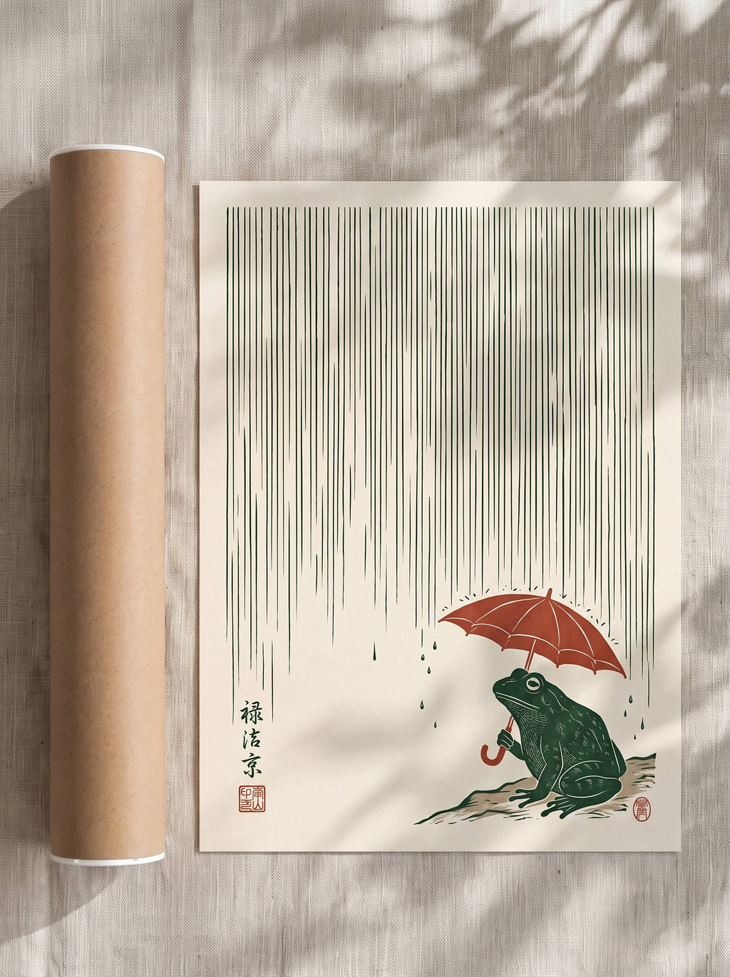 Rainy Frog – Japanese Ukiyo-e Style