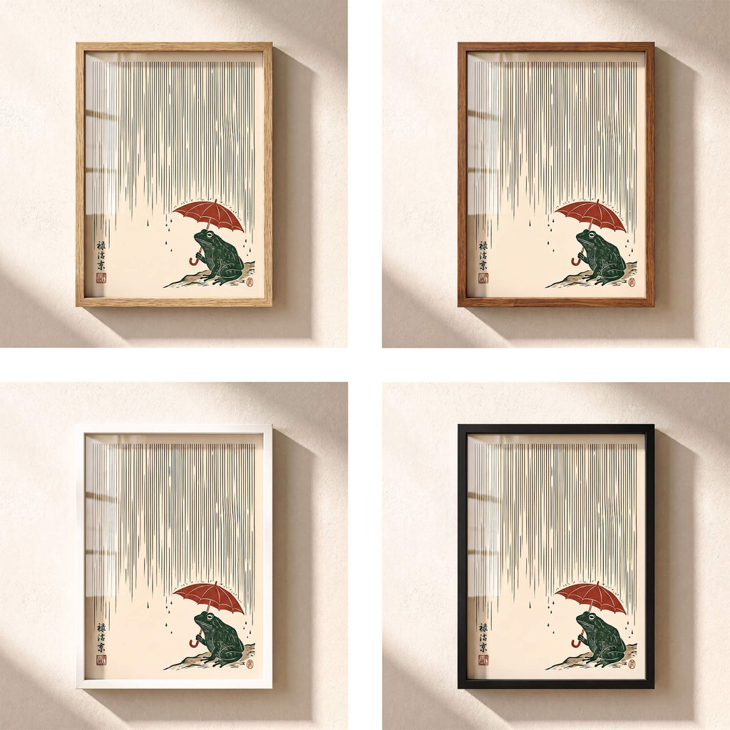 Rainy Frog – Japanese Ukiyo-e Style