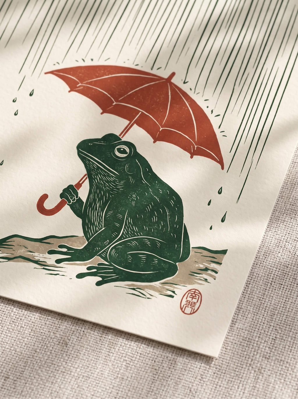 Rainy Frog – Japanese Ukiyo-e Style