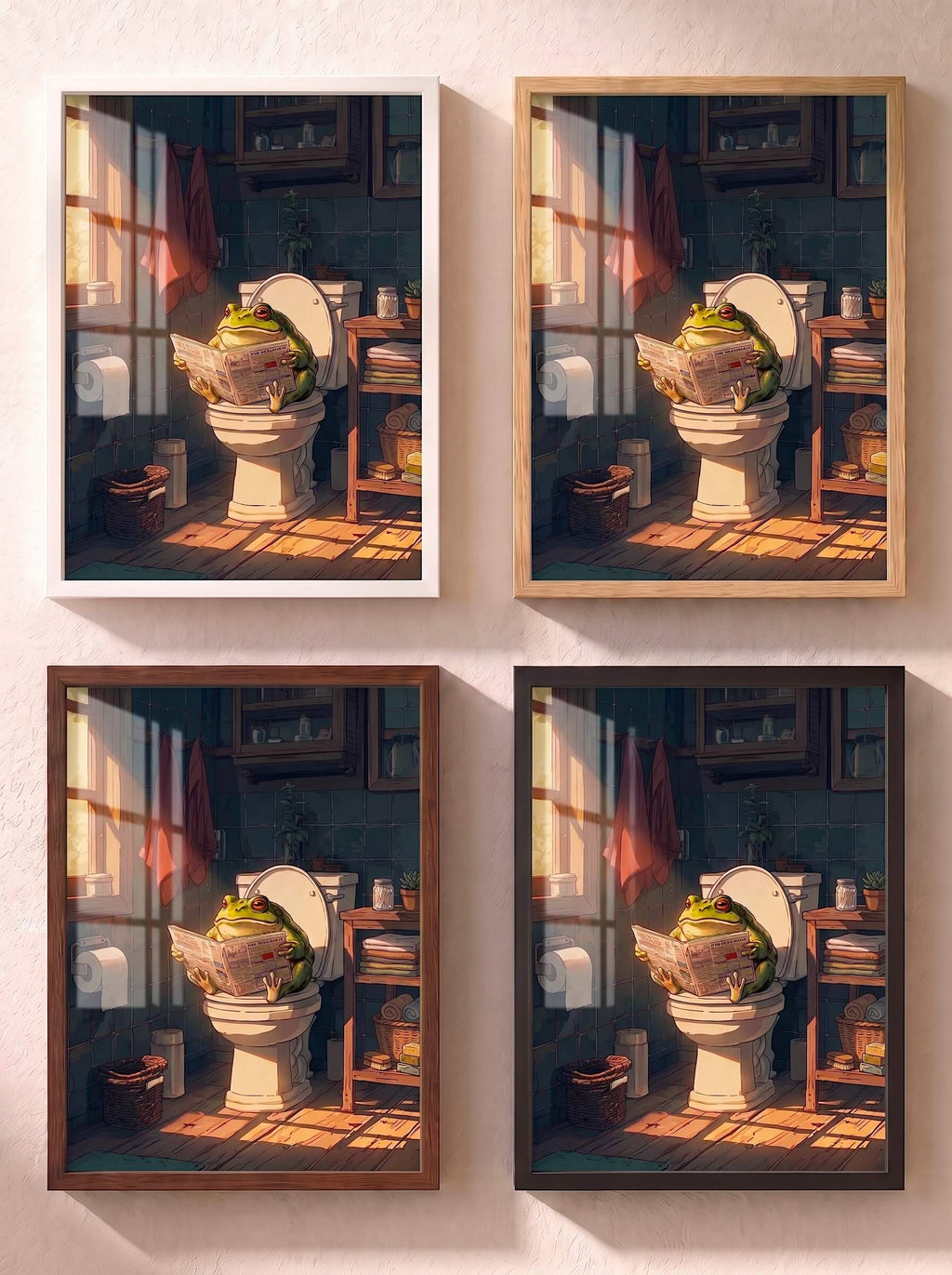 Frog on a Toilet, Poster, Decorative Print