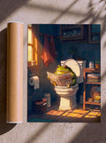 Frog on a Toilet, Poster, Decorative Print