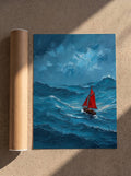 Red sail through the storm, Poster, Decorative Print