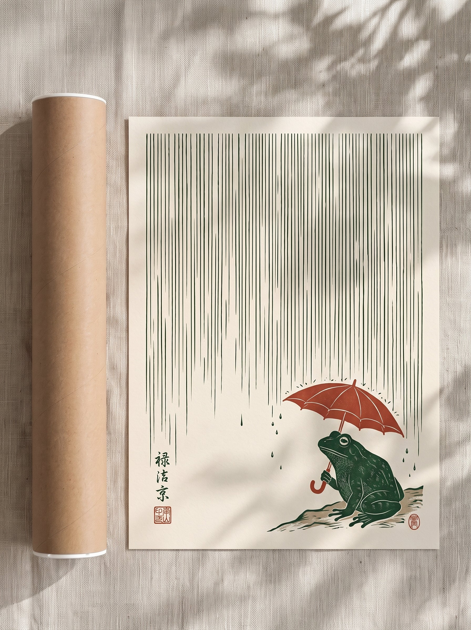 Rainy Frog – Japanese Ukiyo-e Style