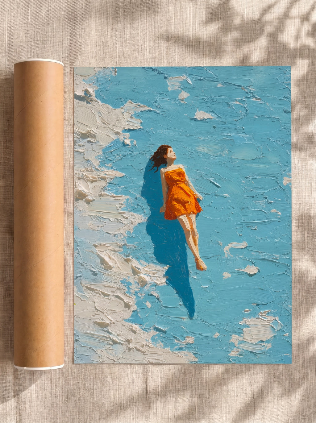 Girl enjoying the sea, Poster, Decorative Print