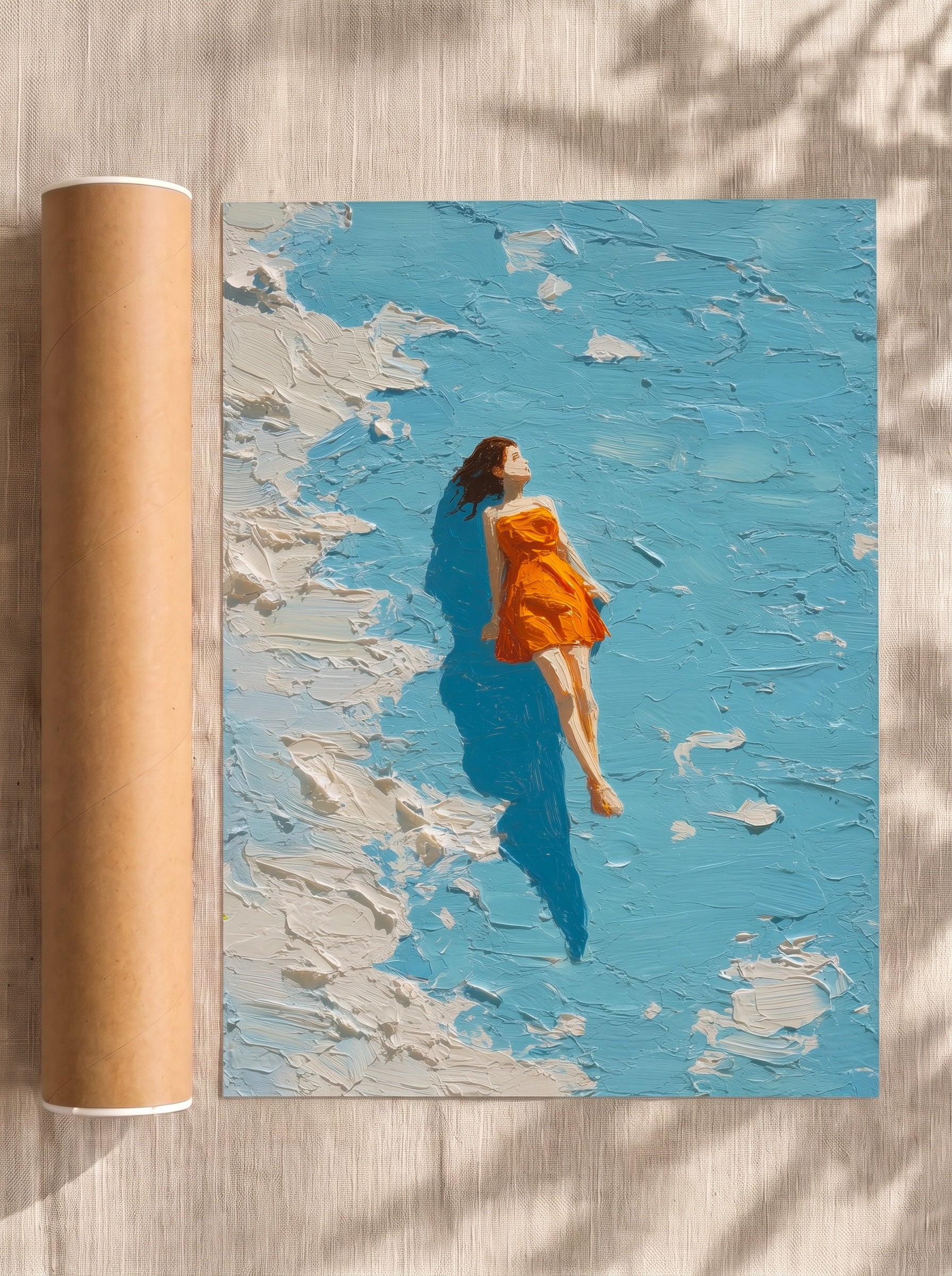 Girl enjoying the sea, Poster, Decorative Print