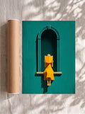 Girl in yellow reading a book by the window, Poster, Decorative Print