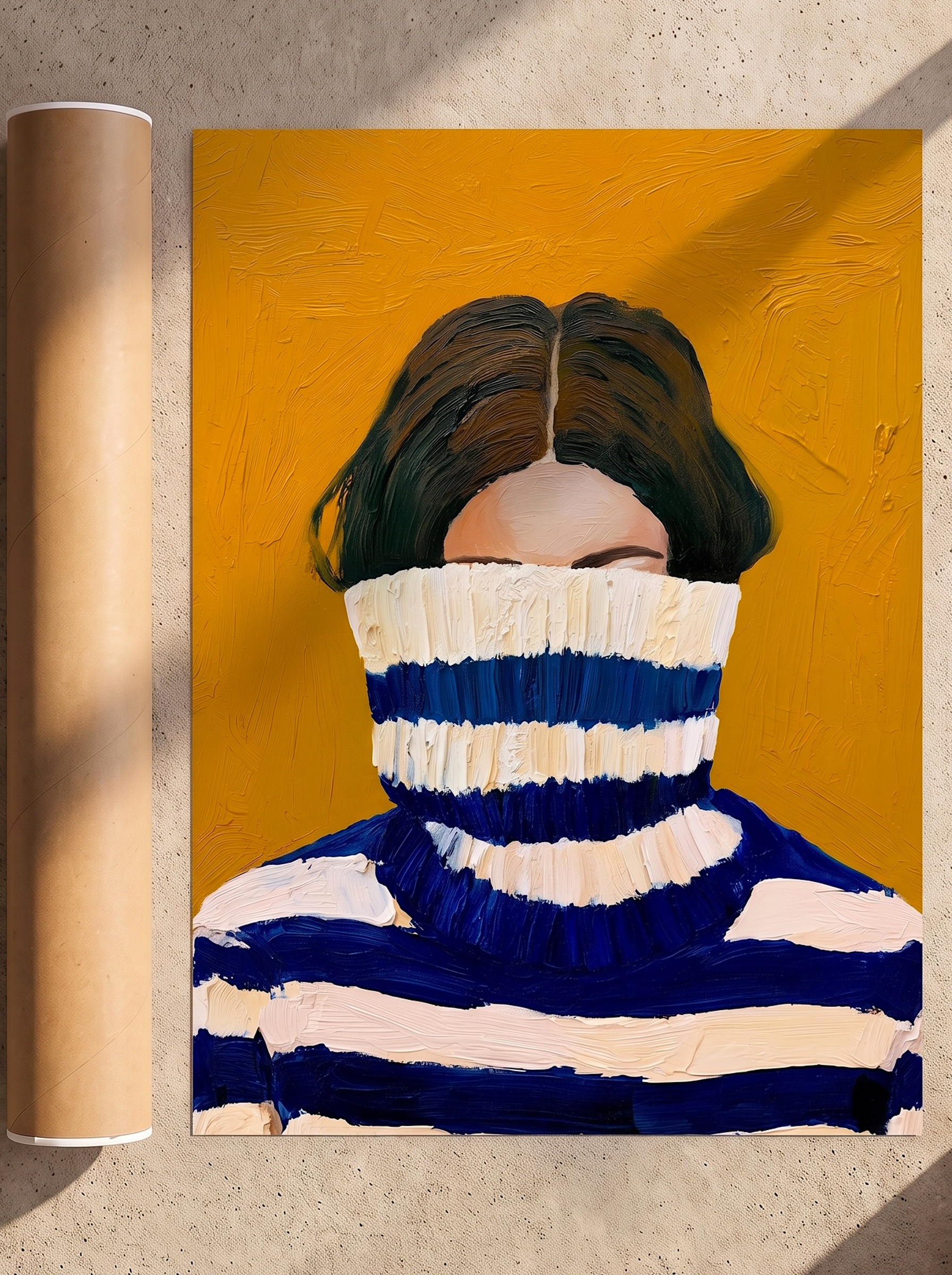 Woman in a Striped Sweater, Poster, Decorative Print