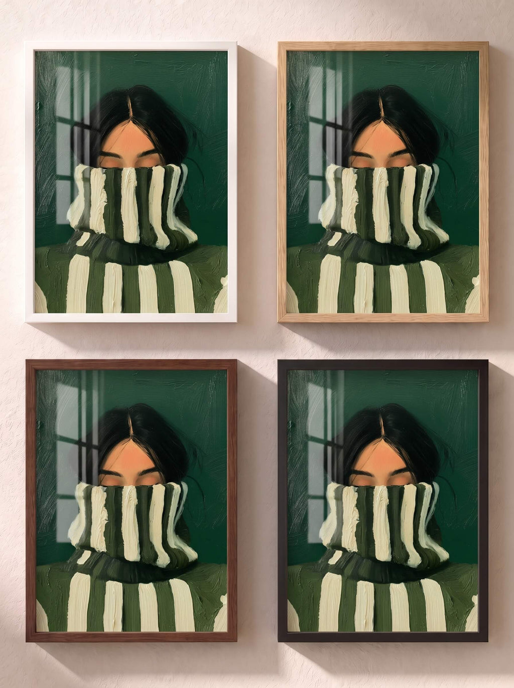 A woman in a green turtleneck sweater, Poster, Decorative Print