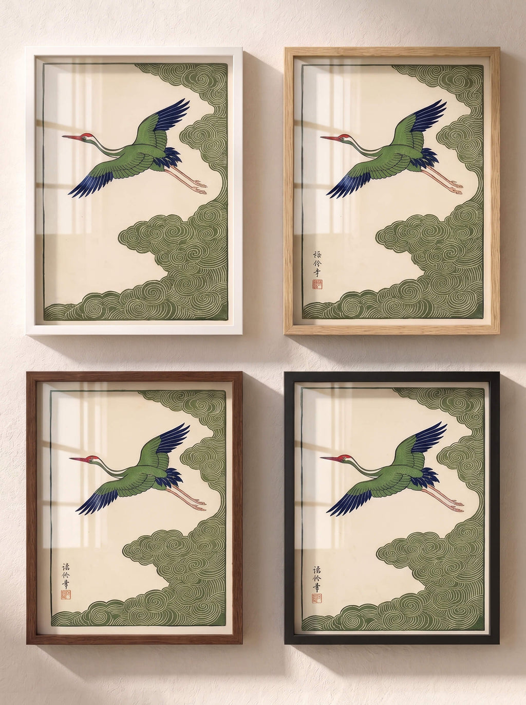 A crane in the sky — Japanese Ukiyo-e Style