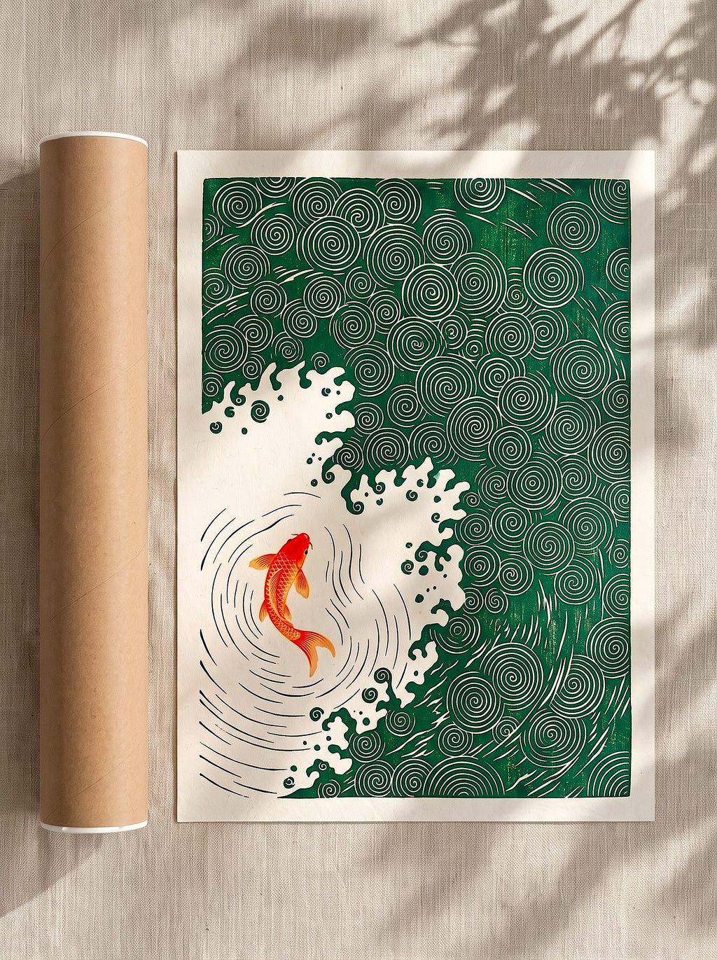 Carpas Koi — Estilo japonés Ukiyo-e