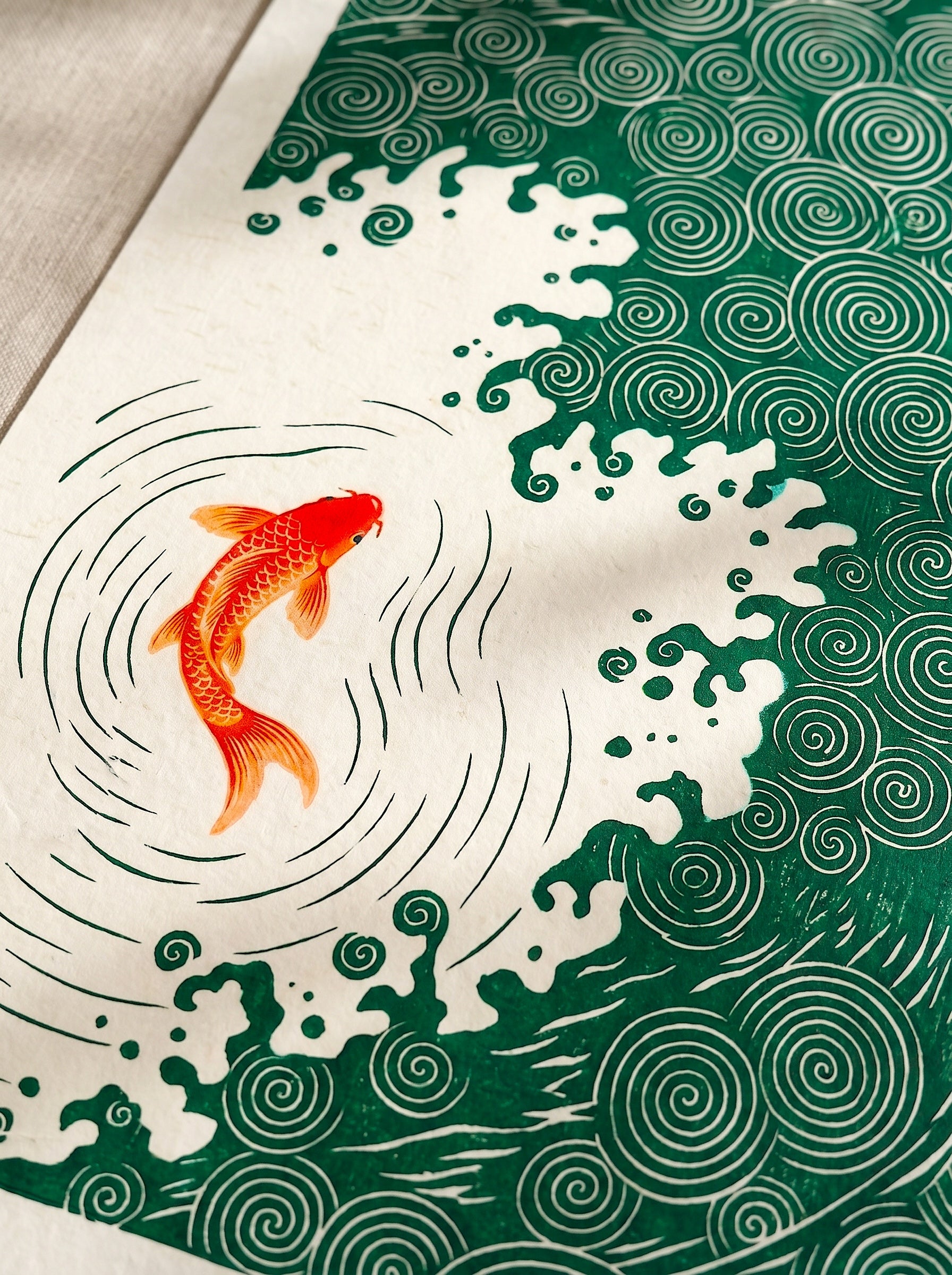 Carpas Koi — Estilo japonés Ukiyo-e