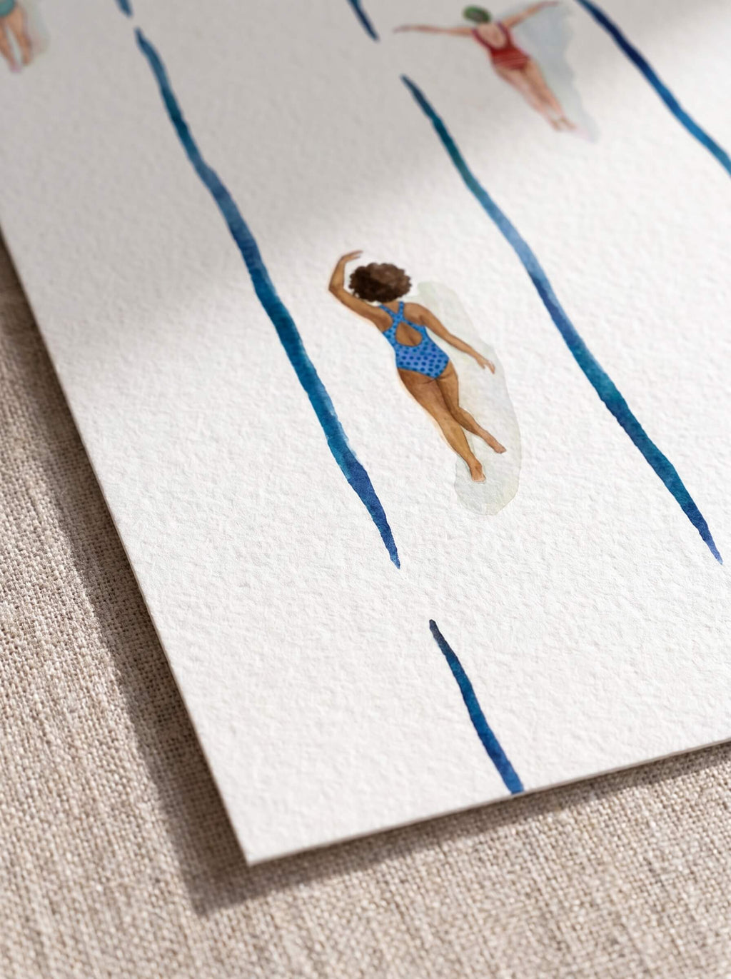 Swimmers in a Pool, Top View, Poster, Decorative Print