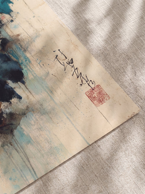 Blue Birds — Japanese Ukiyo-e Style